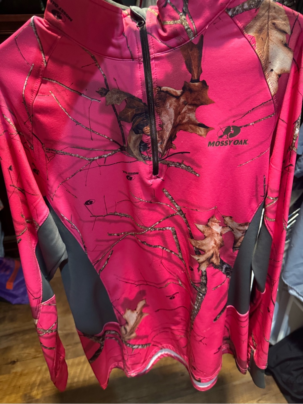 Mossy Oak Pink Camo Half-Zip Performance Hoodie